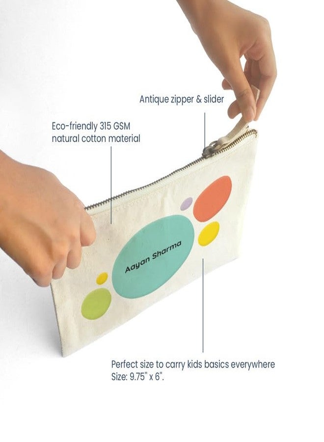 زوبو حقيبة زوبو متعددة الاستخدامات، قابلة للتخصيص بأسماء الأطفال، مصنوعة من القطن الخالص ١٠٠٪ مع سحاب، حقيبة أقلام للأولاد والبنات، منظم أدوات مدرسية للأطفال من زوبو كيدز - Image 4
